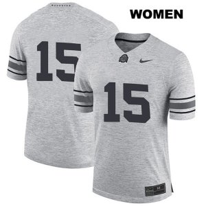 Women's NCAA Ohio State Buckeyes Jaylen Harris #15 College Stitched No Name Authentic Nike Gray Football Jersey GV20T57IQ